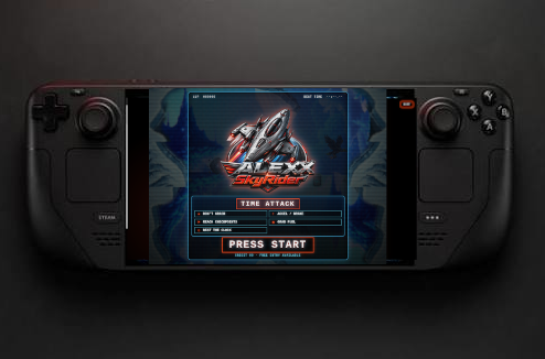 Project archive visual showing ALEXX SkyRider Time Attack on a handheld gaming screen.