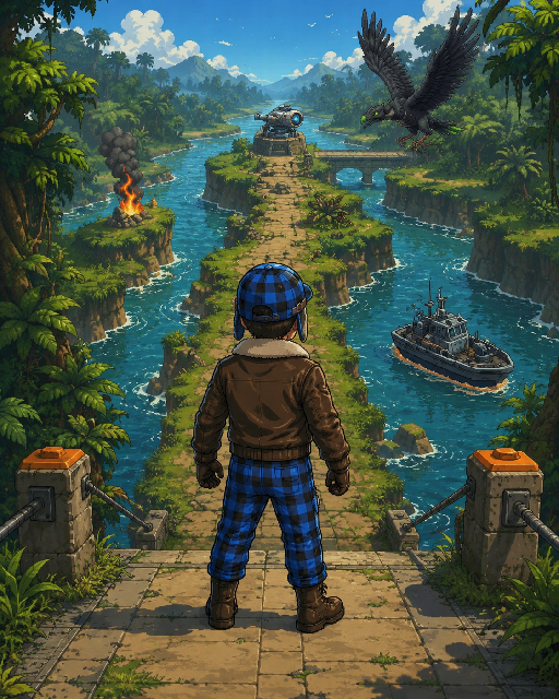 ALEXX SkyRider project archive artwork showing the pilot overlooking a route.